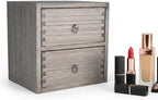 DDYURI Wooden Desktop Drawer Organizer Box 2-Tier Tabletop Storage Cabinet for Office Makeup Dressing Table Dark Brown - Image 4
