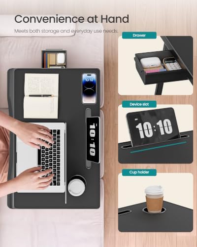 SONGMICS Foldable Lap Desk, Portable Bed Desk Table Tray w/Cup Holder Tray - Image 6
