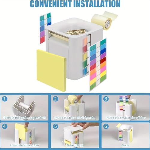Post It Note Holder 5-in-1 Desktop Note Holder with Pop-Up Sticky Dispenser & Magnetic Paperclip Case - Image 5