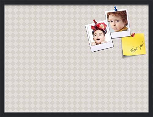 PinPix 32x24 inch Cork Bulletin Board. This Decorative Framed Pin Board Comes with Diamond Pattern in Shades of Grey Design and Satin Black. Ideal for Home, Office Decor or School (PinPix-373) by PinPixBulletinBoards