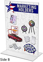 12 Pack Acrylic Sign Holder for 5" x 7" Literature and 3.5" x 2" Business Cards Double Sided Bottom Load Display for Counters in Retail Stores Reception Areas and Restaurants by Marketing Holders - Image 3
