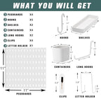 Pegboard Combination Kit for Wall Organizer, Wall Mounted Peg Board Kits for Kitchen, Bedroom, Office, &Bathroom, 4 Pieces White Pegboards and 14 Accessories, 22" x 22" - Image 2