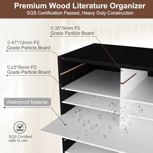 EasyPAG Wooden Literature Organizer with Adjustable Shelves, 48 Compartments Office Paper Organizer Storage 24000 Sheets Letter Size Paper, Student Mailbox for Classroom, Black/White - Image 3