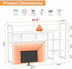 Snughome Desk Shelf, 44.9" Desktop Organizer Shelf, Desk Hutch for Computer Monitor, 4 Tier Desk Display Rack with Pegboard Hooks Set, Wood Desktop Bookshelf for Home Office Dorm - Image 3