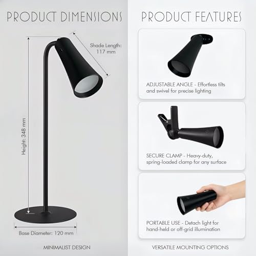 4-in-1 Rechargeable Desk Lamp, Clip and Wall Light, 2 Pack - Image 4