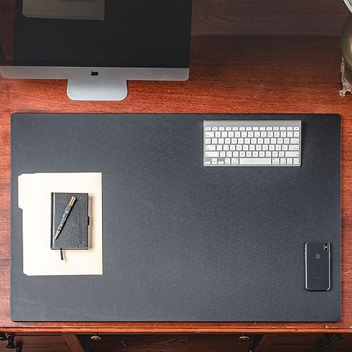 Dacasso 38" x 24" Black Leatherette Luxury Desk Pad Blotter w/Out Side Rails for Writing - Executive Desk Surface Protector & Essential Office Decor - Image 2