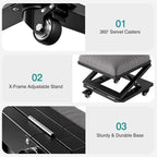 VECELO Foot Rest Under Desk at Work, Height Adjustable Rolling Foot Stool Set of 2 with Wheels, Cushioned Seat for Living Room, Bedroom, Home Office, Grey - Image 5