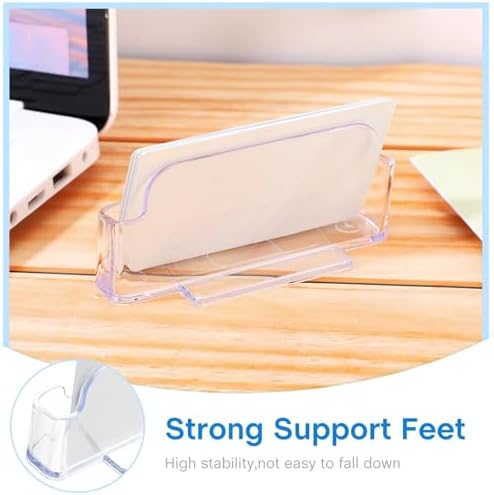 Leinuosen 50 Pack Business Card Holder for Desk Acrylic Business Card Holder Display Clear Label Stand Label Table Desktop Organizer for Home and Office - Image 5