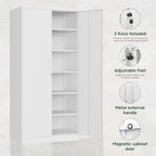 Letaya Metal Storage Cabinet with Lock Door Adjustable Shelf,72" Steel Lockers for Office, Home,School,Kitchen,Garage Tool Utility Cabinet (2 Door-White) - Image 5