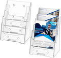 KTRIO 4 Tier Acrylic Brochure Holder 6 x 9, 2 Pack, Desktop/Wall Mount by KTRIO