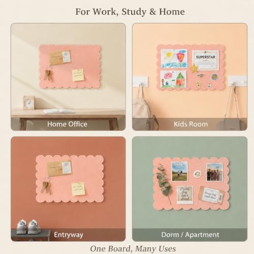 Scalloped Felt Bulletin Board 36 x 24 Inches, Pink Pin Board for Wall - Image 6