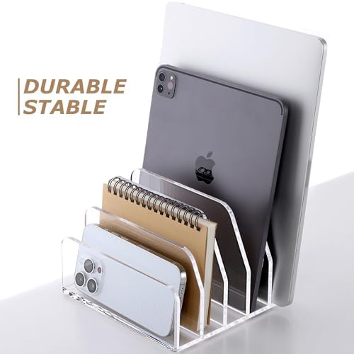 SANRUI Acrylic Desk Mail Organizer Sorters, Clear Letter Holder 5 Slot - Image 6