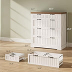SEDETA Farmhouse File Cabinet with 5 Drawers, Filing Cabinet for Home Office, Wood Office File Cabinets for Letter/Legal/A4 Size, File Cabinets with Printer Stand, White and Brown - Image 2