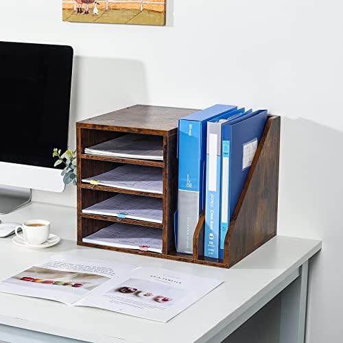 PAG-Mass Wood Desktop File Holder Organizer Mail Sorter for File Folders, Mails, Envelopes, Mailing Supplies or Magazines, Brown - Image 6
