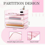 Harloon 4 Tier Paper Organizer Clear Pink Letter Tray Acrylic File Tray - Image 2