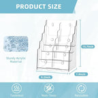 PPH-Sisy Acrylic Brochure Holder 8.5 x 11 inch, 4 Tier Magazine Stand Clear Literature Organizer Pamphlet Holder with Removable Divider for 4 x 9 inch Brochures for Wall Mount or Desktop - Image 2