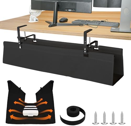 SHUWEI 35.6" Under Desk Cable Management Tray, Mesh, No-Drill Mount, Black by SHUWEI