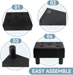 Poofzy Small Foot Stool Ottoman, Velvet Ottoman Foot Rest with Legs, Rectangle Foot Rest for Couch, Footstools and Ottomans Small for Living Room and Entryway (Black) - Image 5