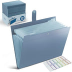 20Pack Accordion File Organizer Expanding File Folder with 8 Pockets, Bulk Letter Size Portable Paper Document Organizer for Office Home Business Supplies, Blue by NEEMORE