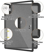 Mifuro 38"x28" Enclosed Bulletin Board, Lockable Weather-Resistant Aluminum Cork Noticeboard for Hospital School & Office, Black Frame w/Grey Flet - Image 3