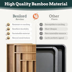 Silverware Organizer Large, Magnetic Connected Expandable 13 Slots Silverware Drawer Organizer From 21 to 37.4 Inches, Adjustable Flatware and Cutlery Holder, Bamboo Utensil Tray for Kitchen Acacia - Image 6
