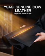 YSAGi Genuine Leather Desk Mat, 23.6"x13.8" Office Desk Pad, Thick Desk Pad Mat with Stitched Line, Non-Slip Desk Mat with Rubber Base (Black, 23.6"x13.8") - Image 7