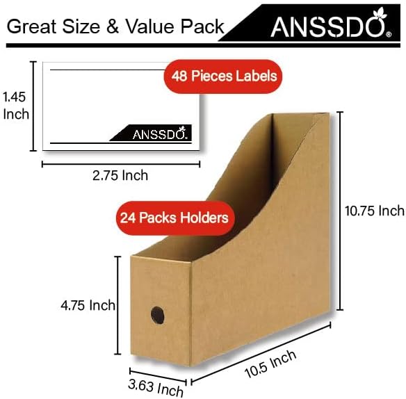 ANSSDO 24 Pack Brown Kraft Cardboard Magazine Holder Bulk - Image 7