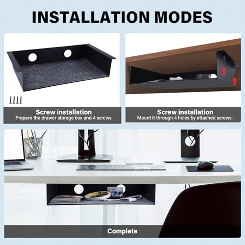 Under Desk Storage Shelf, Steel Under Desk Tray Mountable Add-On Shelf for Table Office Desk, Large (Pack of 2) - Image 7