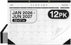 Desk Calendar 2026-2027 Large 22x17 Desk Calendar Jan 2026 - Jun 2027 Desk Blotter To-do List Planner (Black & White 12 Pack) by E-CLIPSUSA