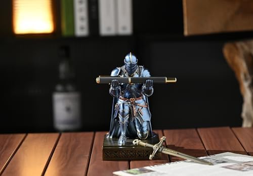 Medieval Armored Knight Pen Holder Figurine Paperweight Phone Stand Blue - Image 6