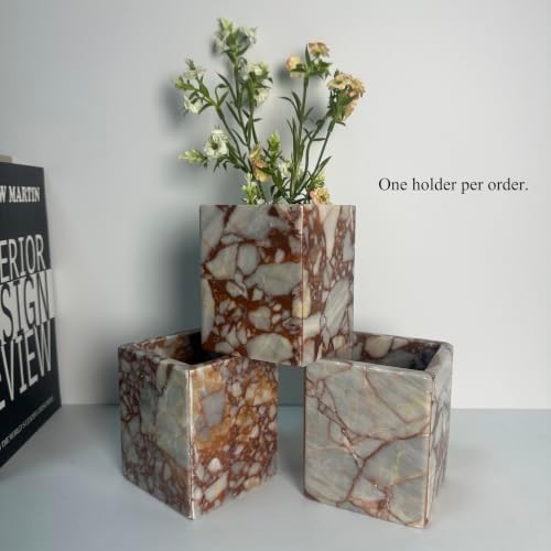 Natural Calacatta Red Marble Makeup Brush Holder, Pen Holder - Image 4