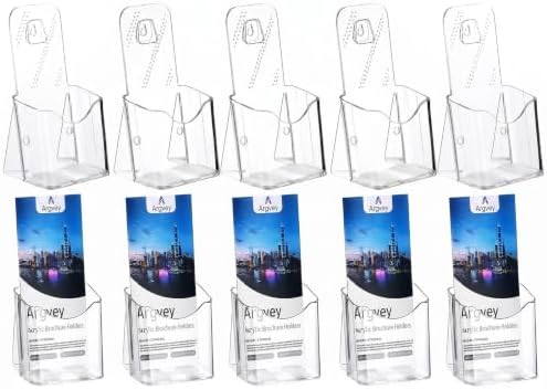 Clear 4x9 Trifold Brochure Holder, Acrylic Rack Card Holder Stand, 10 Pack by Argvey