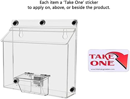 Marketing Holders 4 Pack Brochure Box with Lid Metal Mount Clear Acrylic Magnetic Outdoor Caddy Holds 9" x 6" Bifold Ads and 3.5" x 2" Business Cards with Take One Sticker Hangs On Smooth Surfaces - Image 3