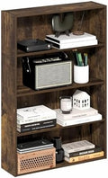Furinno Basic Book Shelf, 4-Tier Bookcase with Open Shelf, Bookshelf, Cube Storage Organizer, 6 x 24 x 35, for Living Room, Bedroom, Home Office, Amber Pine by Furinno-FitsYourSpaceFitsYourBudget