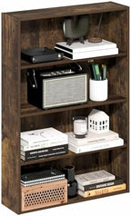 Furinno Basic Book Shelf, 4-Tier Bookcase with Open Shelf, Bookshelf, Cube Storage Organizer, 6 x 24 x 35, for Living Room, Bedroom, Home Office, Amber Pine by Furinno-FitsYourSpaceFitsYourBudget