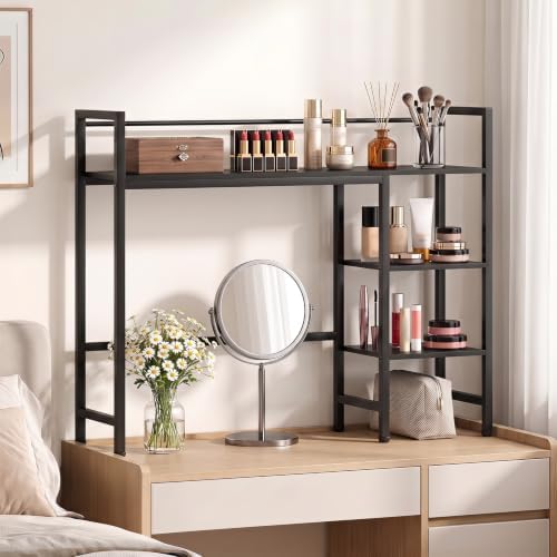 GIANTEX Desktop Bookshelf, 38.5" Dorm Desk Hutch for 27" Monitor (Black) - Image 2