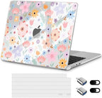 for New MacBook Air 13 inch Case 2026 M5 2025 M4 2024 M3 Chip– Aesthetic Lightweight Floral Design Clear Hard Shell 6-in-1 Bundle with TPU Keyboard Cover & 2X OTG Adapters, Colorful Flowers by Loyrina
