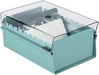 Acrimet 3 x 5 Card File Holder Organizer Box Metal Base Heavy Duty (AZ Index Cards and Divider Included) (Green Color with Clear Crystal Plastic Lid Cover) - Image 5