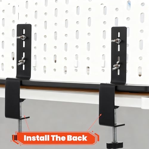 4 Pcs Desk Clamp, Pegboard Fixing Bracket Desktop Fixing Bracket, Office Game Home Desktop Accessories Brackets, Pegboard Organizer Metal Brackets (Black) - Image 6