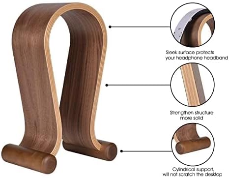 SAMDI Wood Headphone Stand, Headphone Holder Wood Headset Stand Compatible for Sony, Bose, Shure, Jabra, JBL, AKG Gaming Headphones Display et. (Walnut) - Image 3