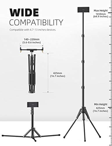 Lamicall Tablet Floor Tripod Stand 64.9" Fast Adjustable Height iPad Holder - Image 5