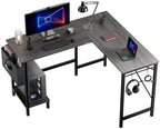 L Shaped Computer Gaming Desk with PC Stand for Home Office by HAPPYMONTLLC