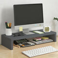 Solid Wood Monitor Stand Riser & Laptop Stand Desk Organizer - Office Accessories for PC Workspace, Computer Organization, Countertop Hutch Dark Grey 19.7x7.9x3in by Unknown