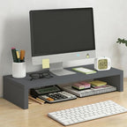Solid Wood Monitor Stand Riser & Laptop Stand Desk Organizer - Office Accessories for PC Workspace, Computer Organization, Countertop Hutch Dark Grey 19.7x7.9x3in by Unknown