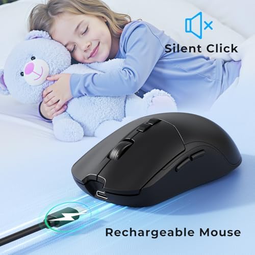 KOPJIPPOM Silent Wireless Keyboard and Mouse Combo - Keyboard with Large Print Cover, 2.4GHz Full-Sized Ergonomic Keyboard with Wrist Rest and Mouse for Laptop, PC, Notebook, Desktop - Image 4