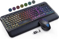 Wireless Keyboard Mouse Set, 9 RGB Backlit, Wrist Rest,Wave Quiet Keys by VEILZOR