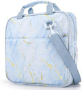 Zipper Binder Folder Keeper with Strap 2", 3 Ring, Blue, Marble by Heentan