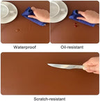 Leather Table Cover, Reversible Double-Sided, 1.8mm Thick, 24x60 Inch, Protector for Rectangular Tables, Waterproof & Oil Resistant for Dining Table, Office Desk, Dresser(Brown + Gray) - Image 4
