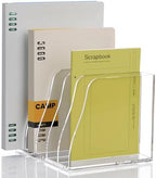 YUXUN Clear Acrylic File Folder Holder - 5 Vertical Compartments - Image 2