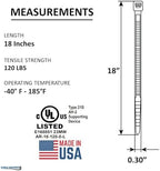 Kable Kontrol Made in USA Cable Ties, 18 Inch 50 Pcs, 120 Lbs Test – Black - Image 2